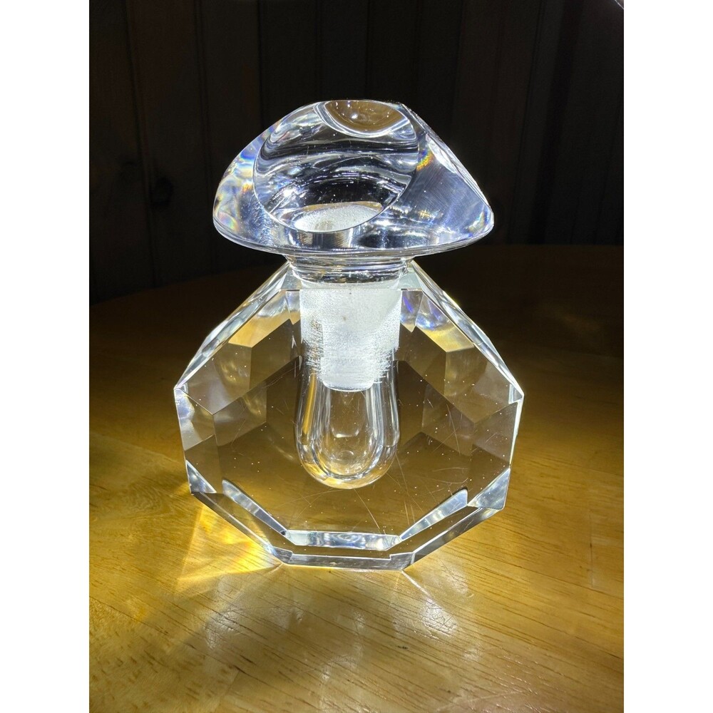 Heavy Glass; Crystal-Like Perfume Bottle with Glass Stopper
